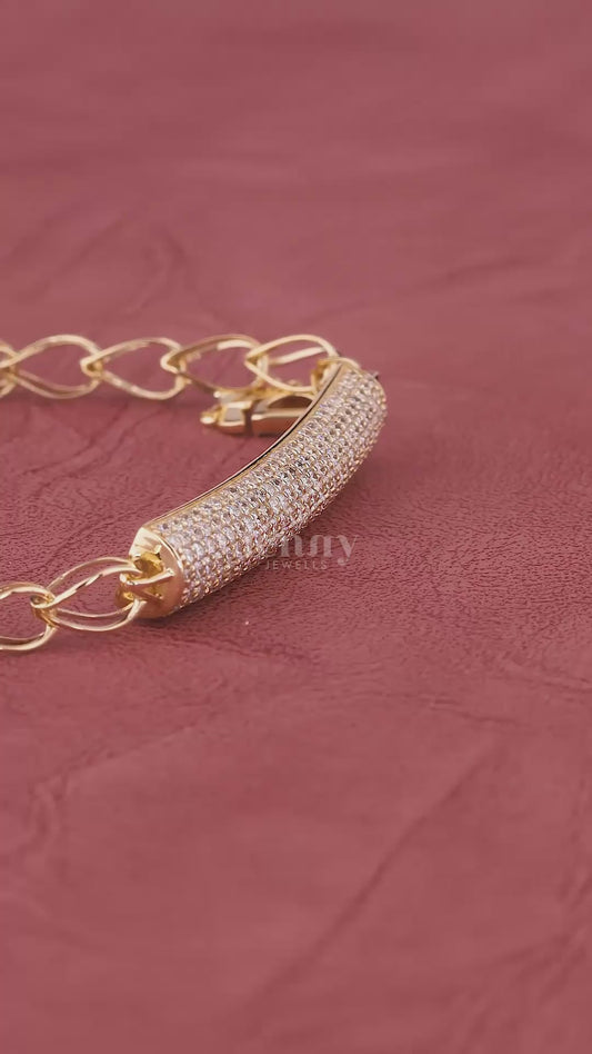 Luna Glow Pavé Lab-Grown Diamond Bar Bracelet in Gold | Jenny Jewells