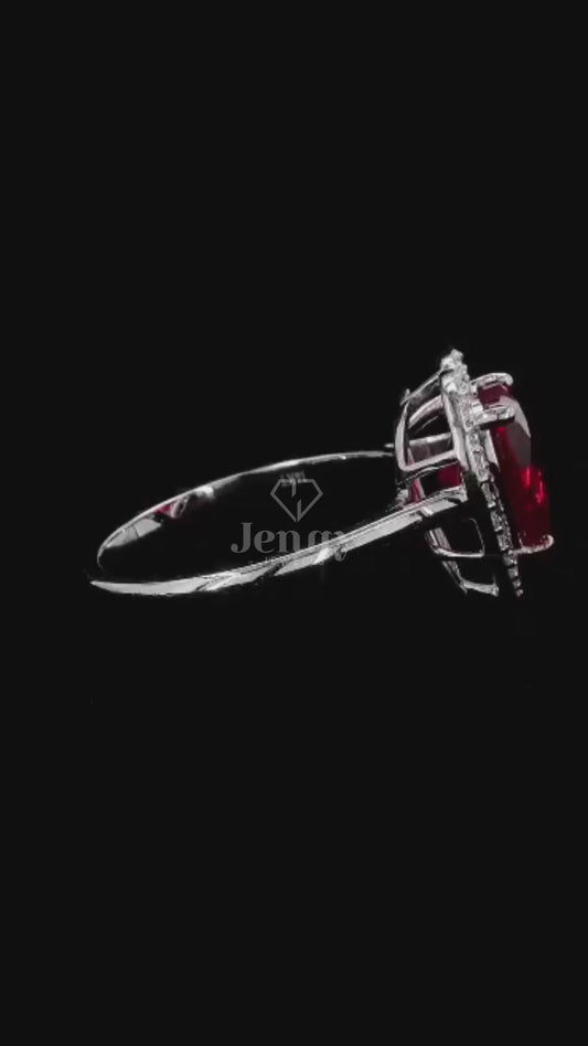 2.68 CT Heart Cut Pink Gemstone Ring | 2.98 CT E VV2 Halo Ring | Heart Cut Pink Gemstone Halo Ring